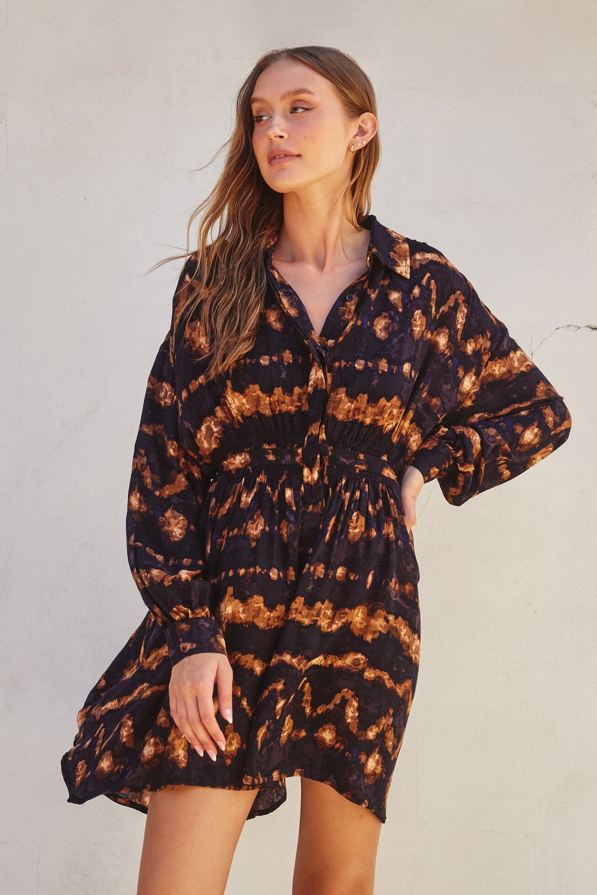 Lynn Abstract Print Shirt Dress