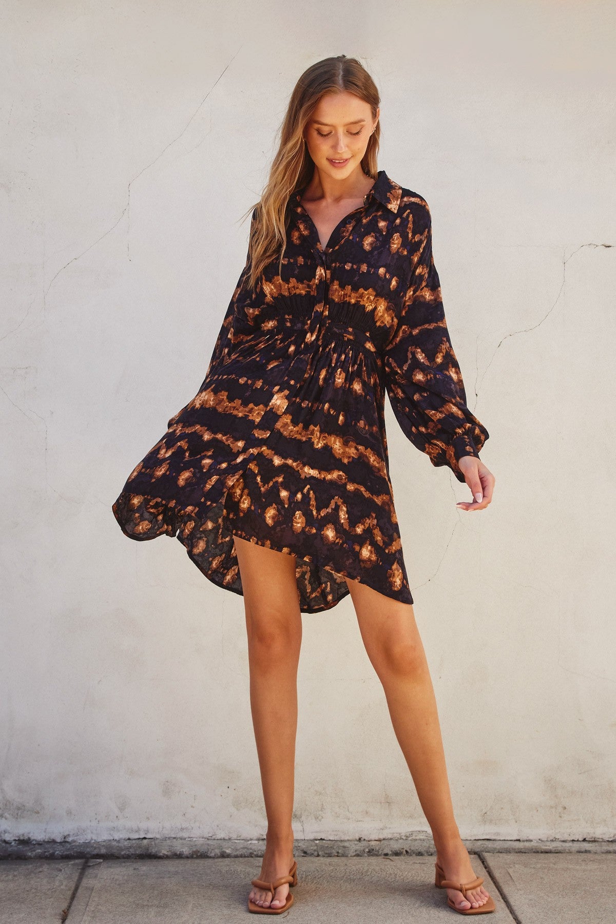 Lynn Abstract Print Shirt Dress