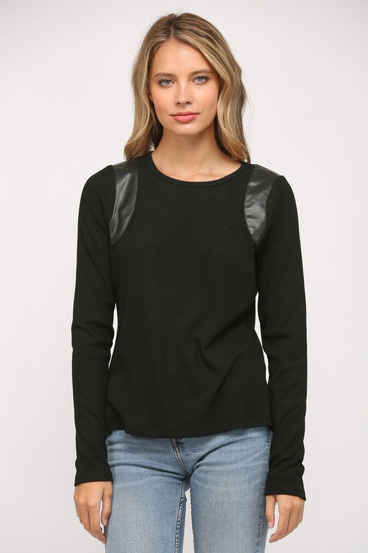 Michelle Leather Trim Top