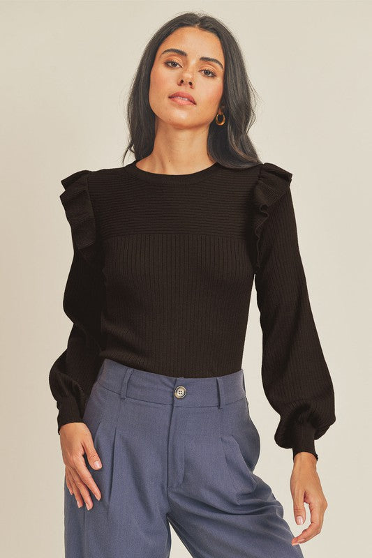 Malia Shoulder Ruffle Sweater