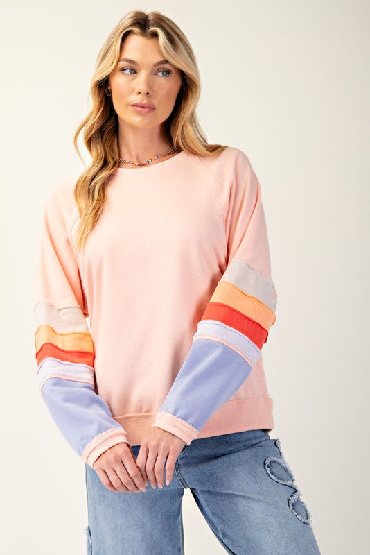 Malia Color Block Sleeve Sweatshirt