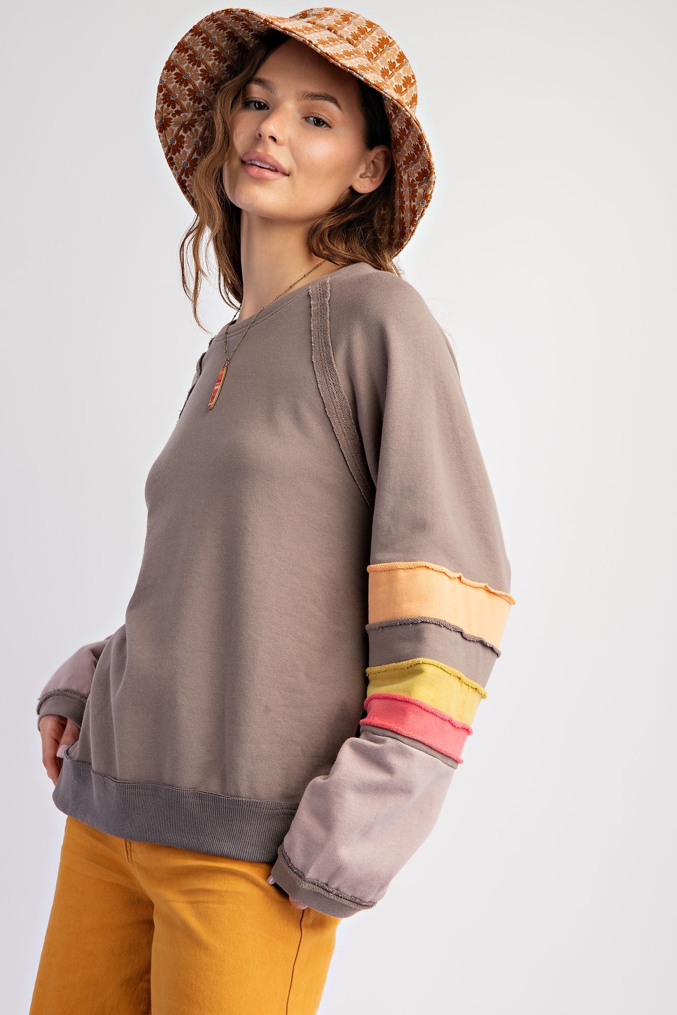 Malia Color Block Sleeve Sweatshirt