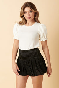 Mallory Leather Puff Sleeve Top