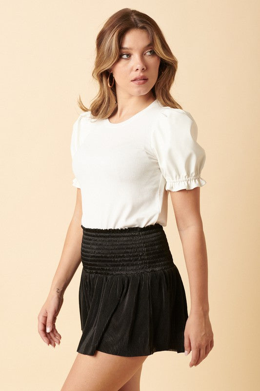 Mallory Leather Puff Sleeve Top FINAL SALE