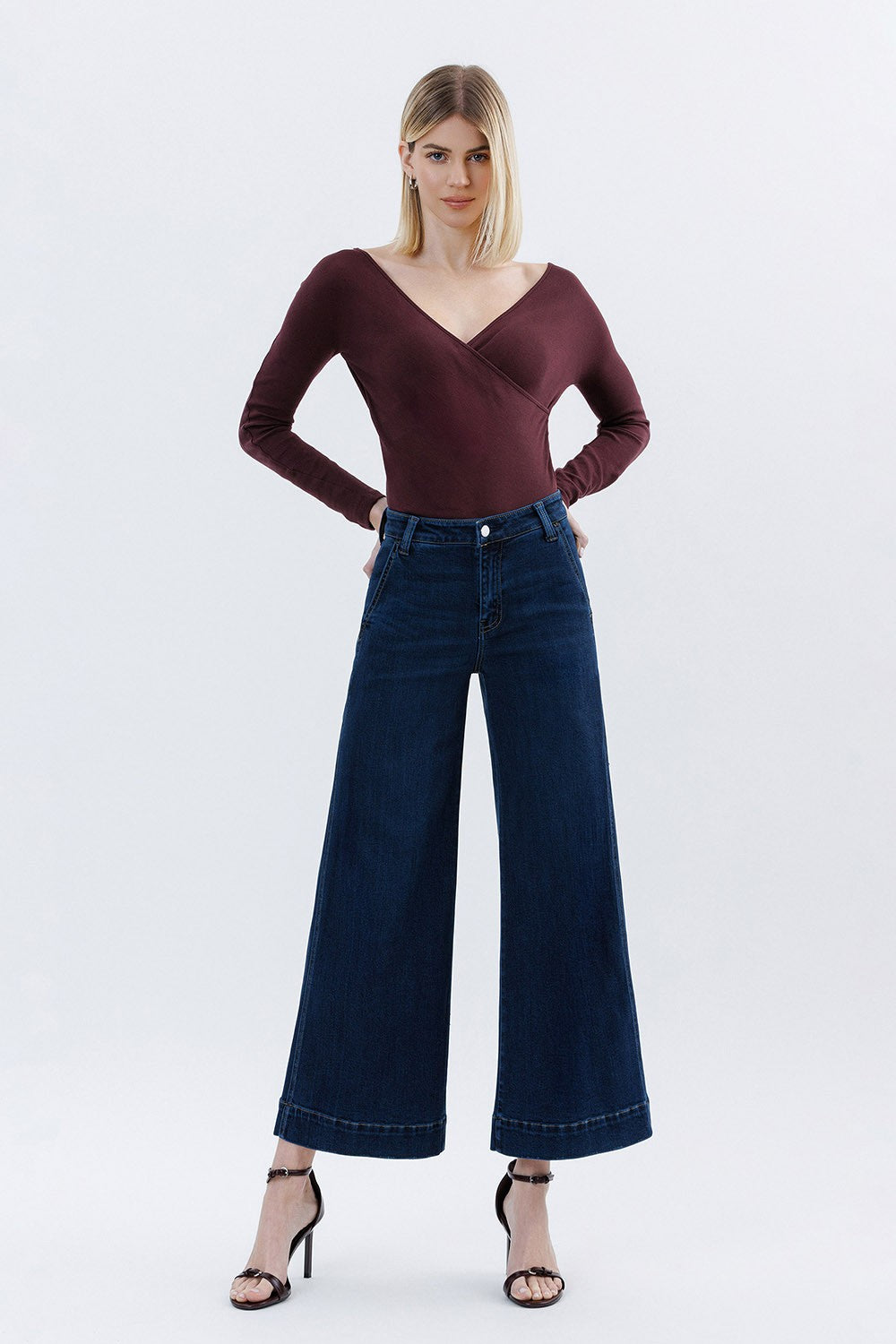 Mallory H. Rise Wide Ankle Jeans
