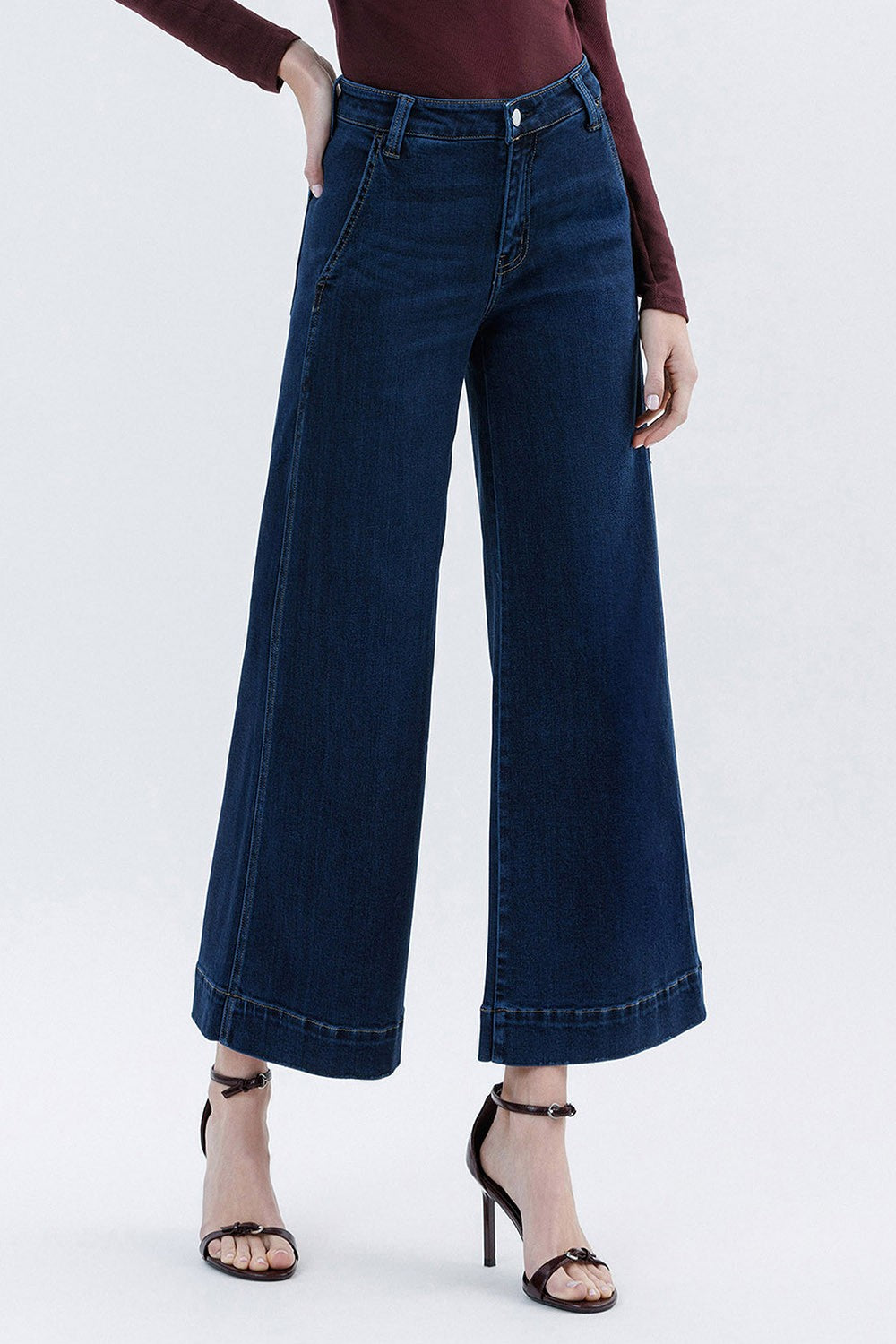 Mallory H. Rise Wide Ankle Jeans