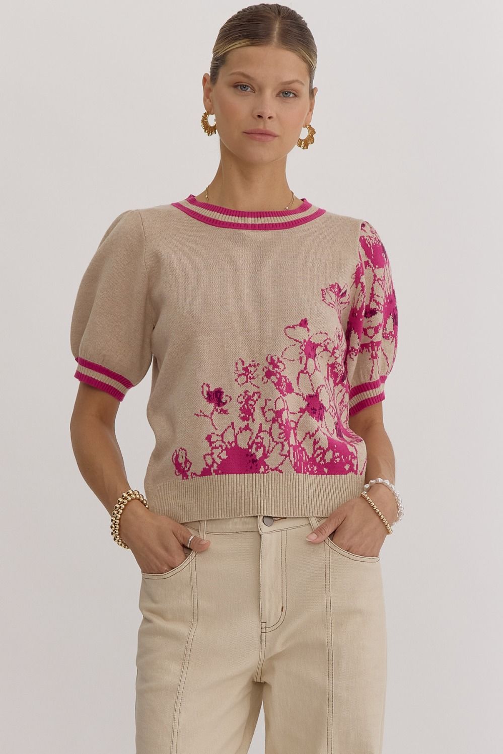 Maren Floral Puff Sweater