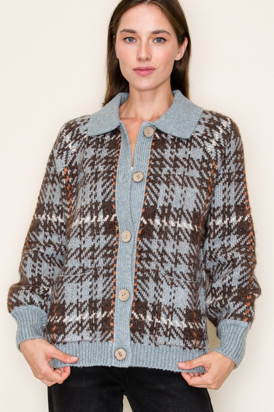 Margaret Plaid Sweater Jacket