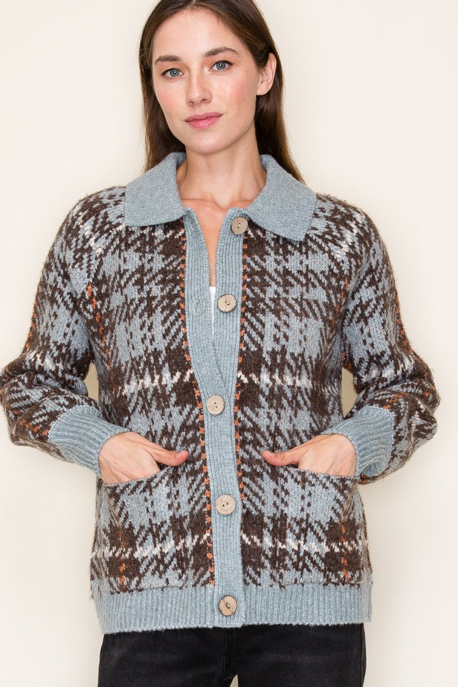 Margaret Plaid Sweater Jacket