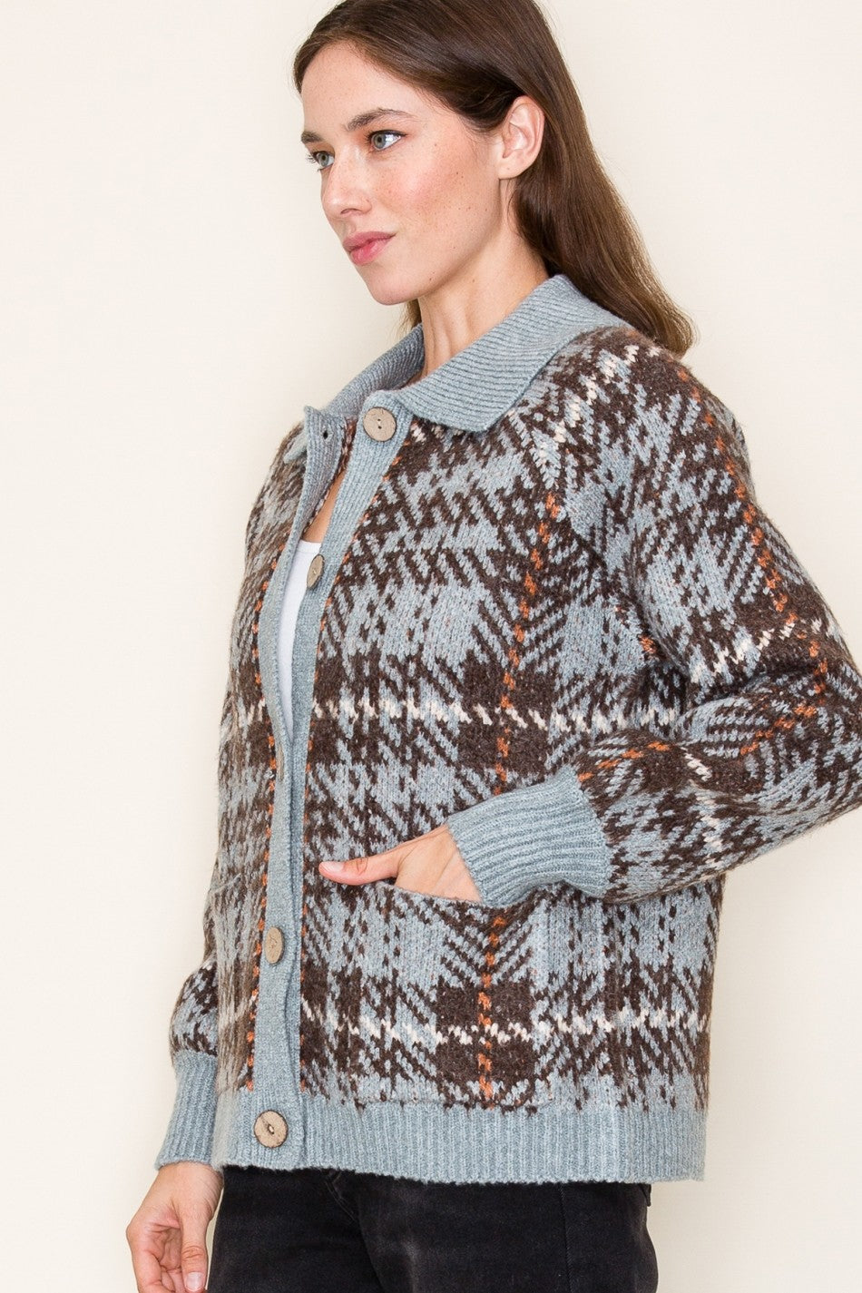 Margaret Plaid Sweater Jacket