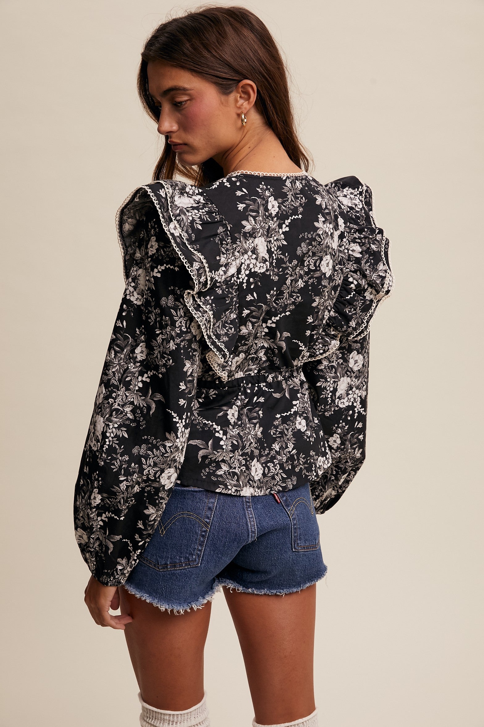 Marian Floral Ruffle Tie Top