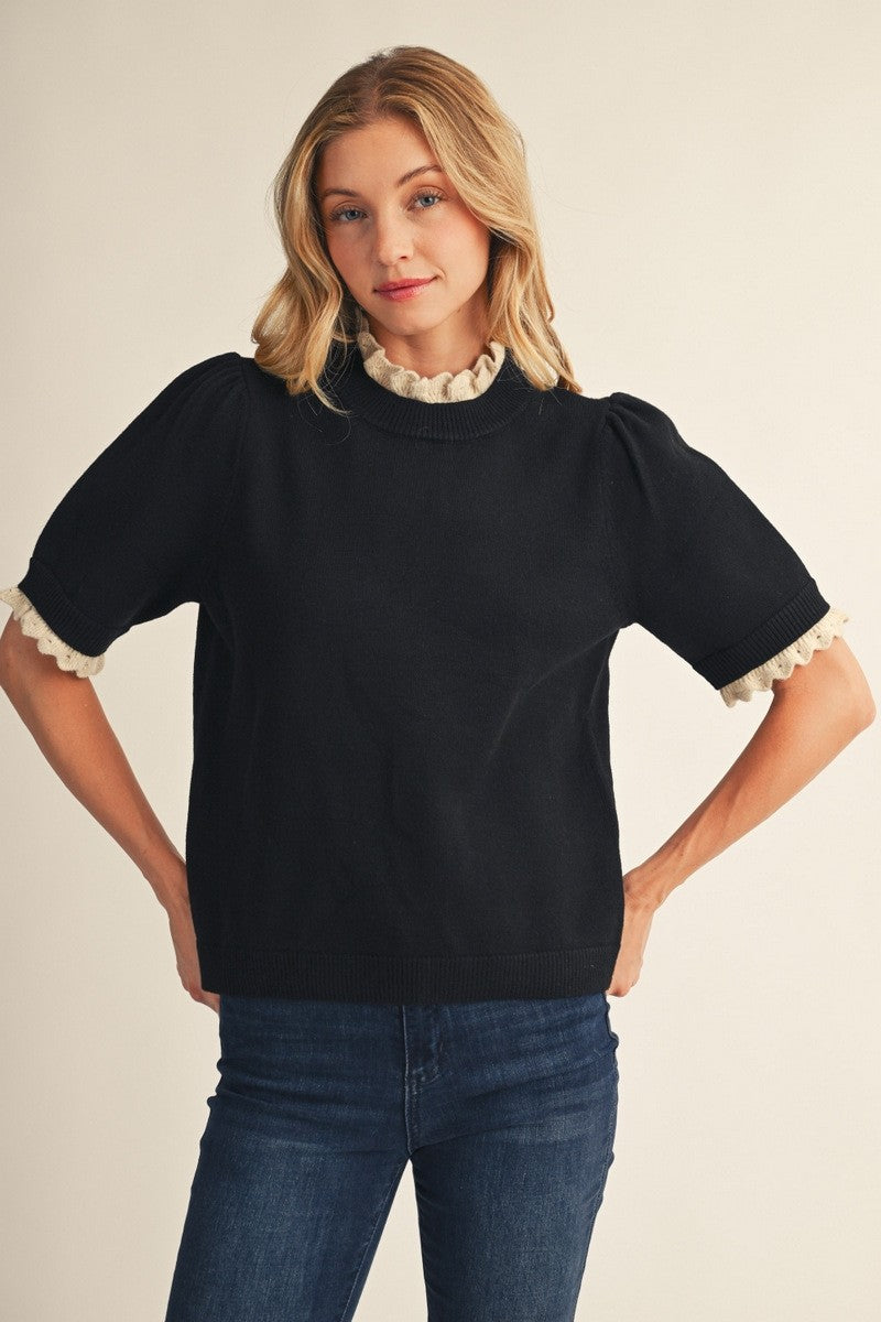 Marilyn Contrast Ruffle Sweater