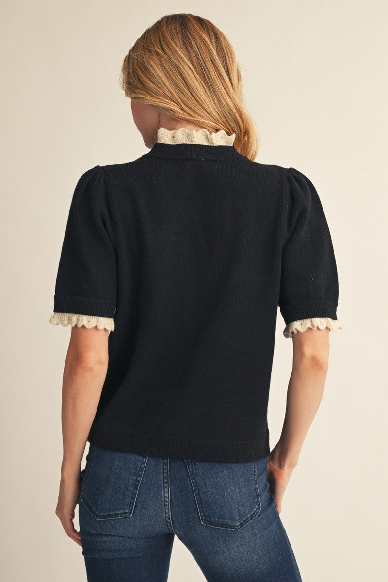 Marilyn Contrast Ruffle Sweater