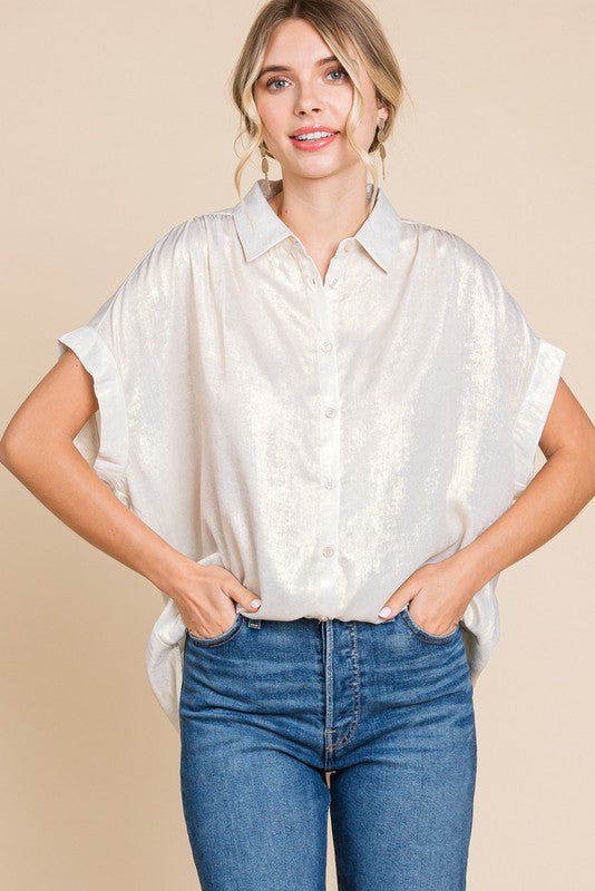 Marina Metallic Collared Shirt