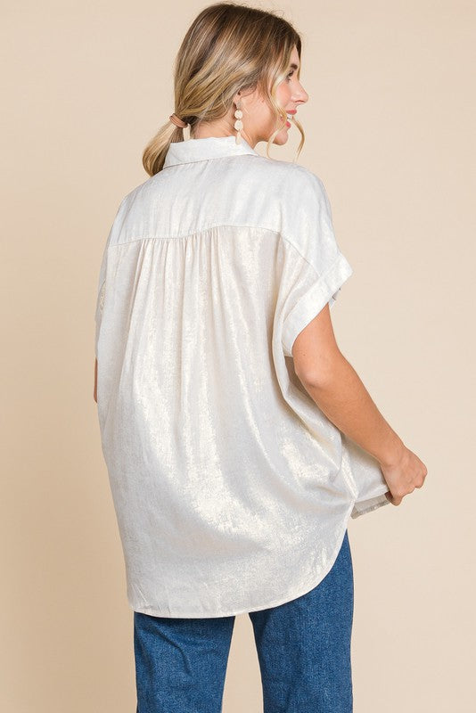 Marina Metallic Collared Shirt