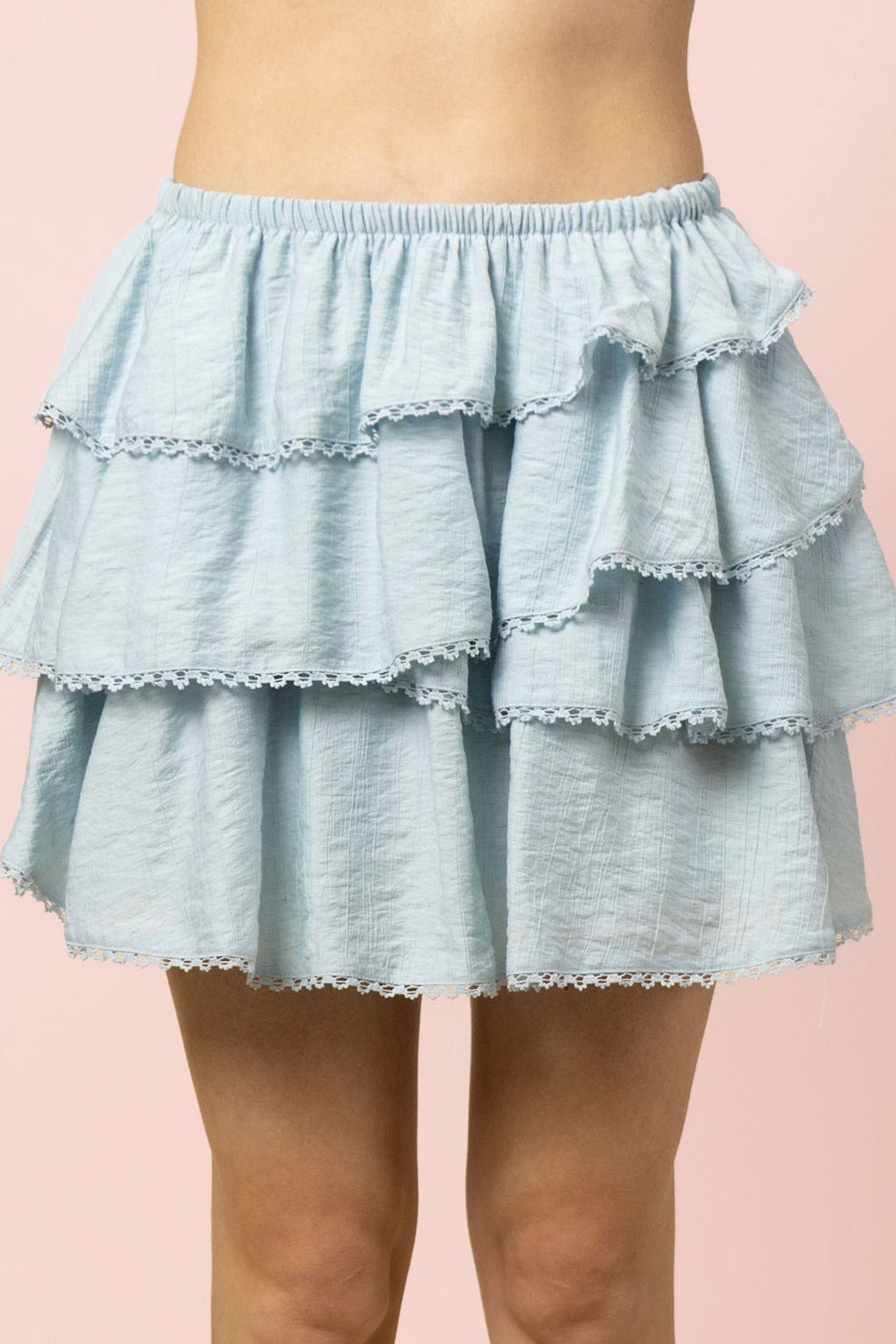 Maya Lace Trim Ruffle Skirt