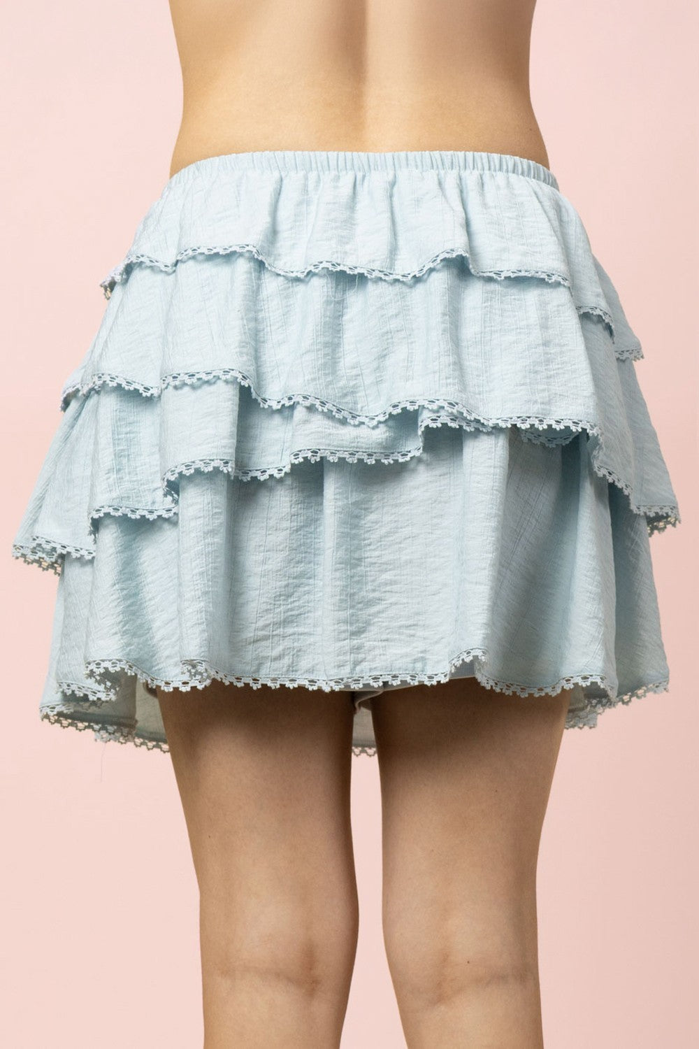 Maya Lace Trim Ruffle Skirt