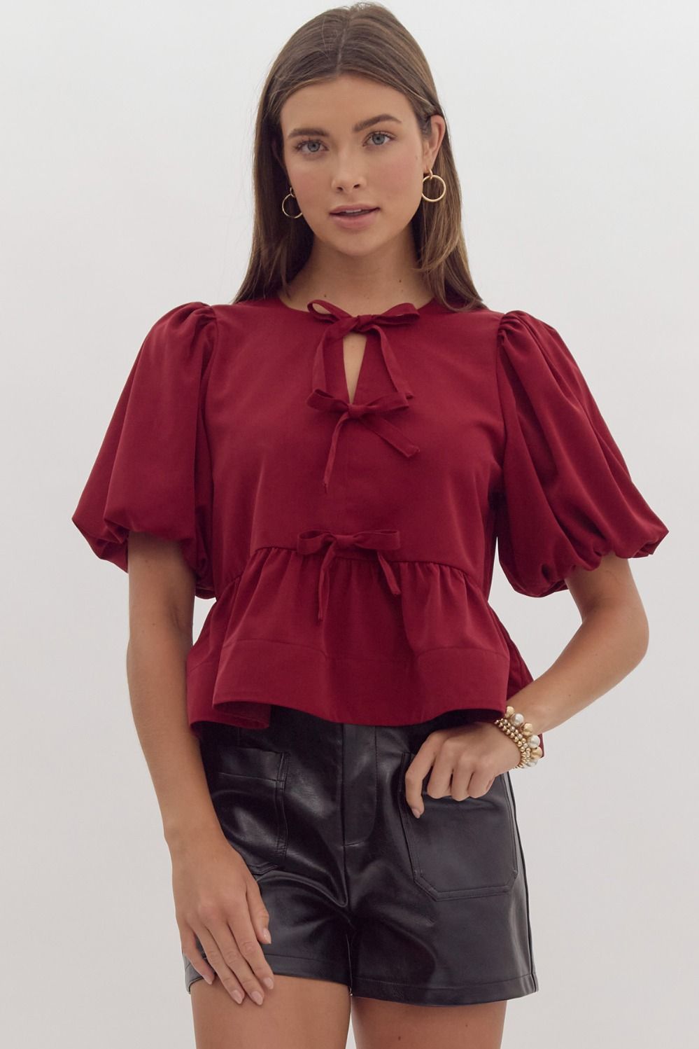 Mazie Bow Peplum Top