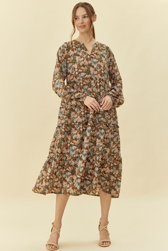 Milena Fall Floral Midi Dress