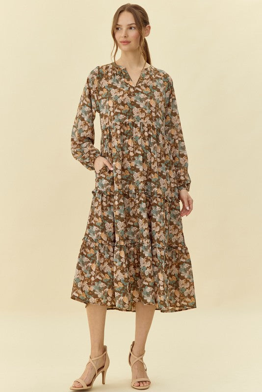 Milena Fall Floral Midi Dress