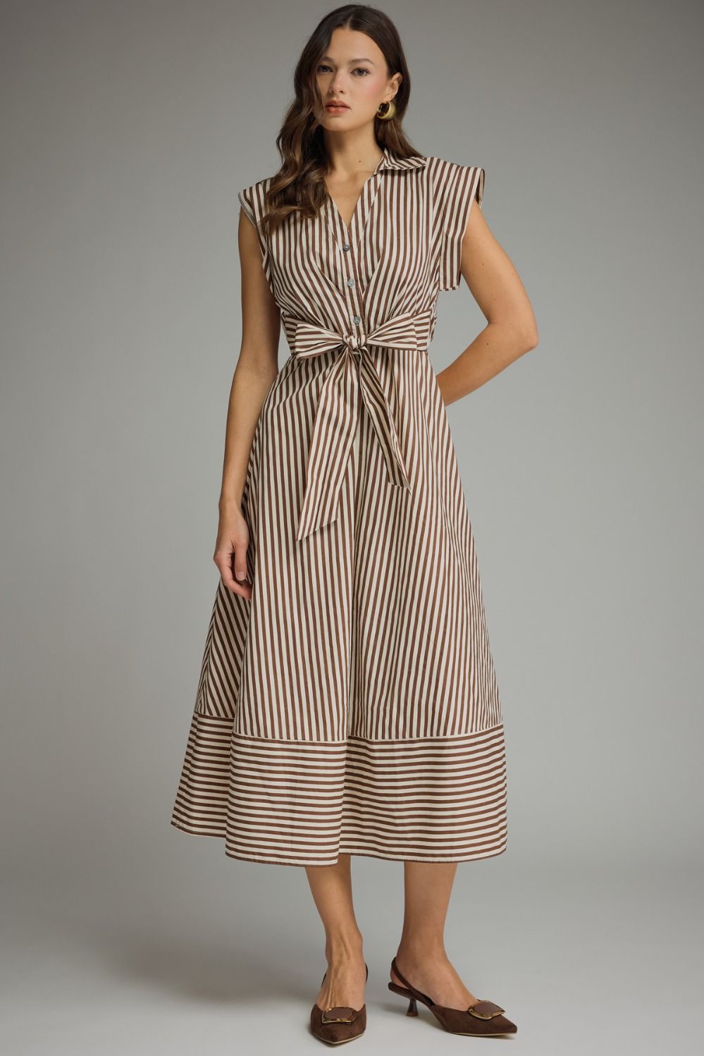 Moira Striped Cap Sleeve Tie Dress