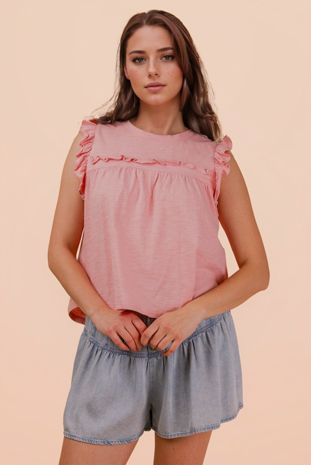 Mona Sleeveless Ruffle Top