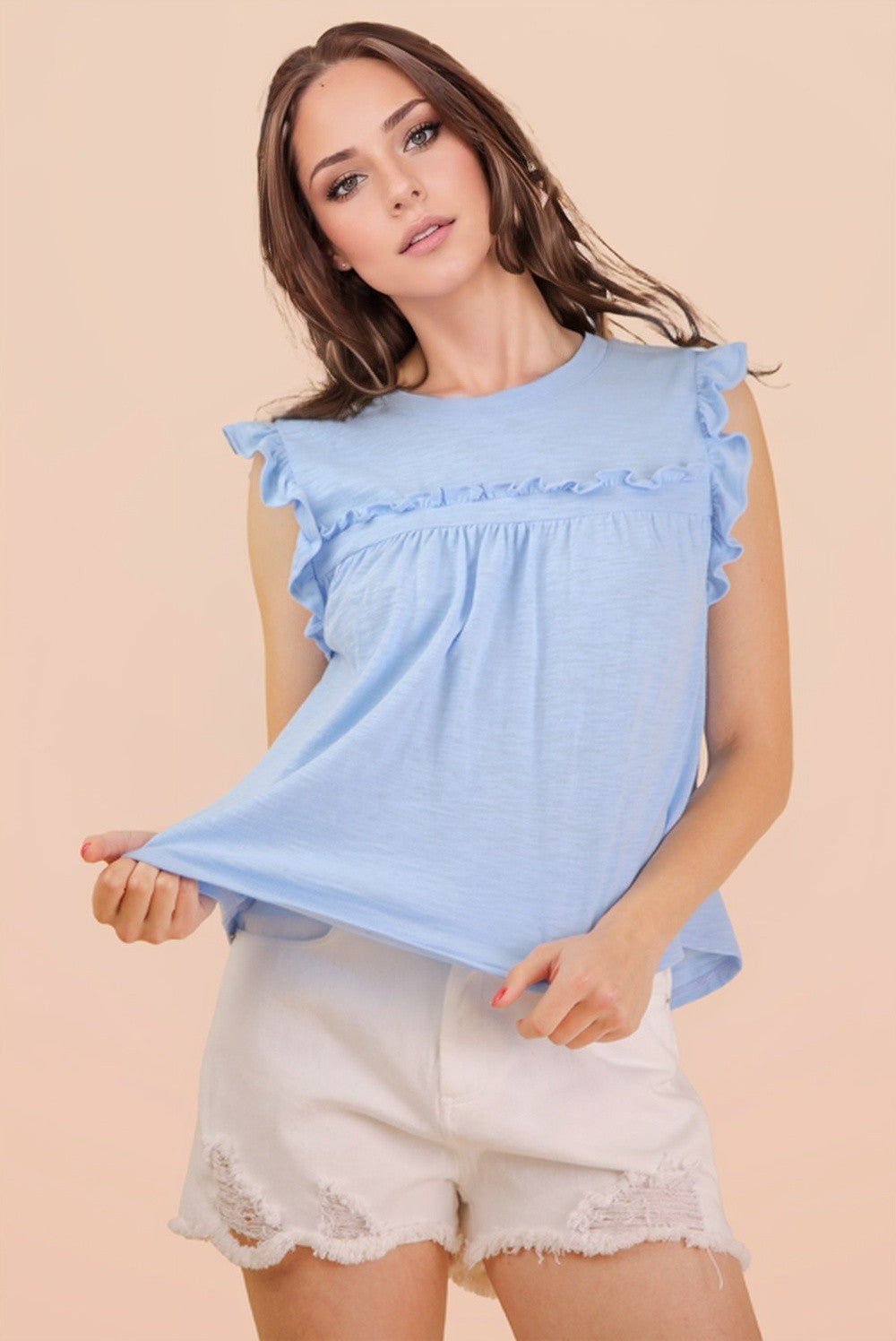Mona Sleeveless Ruffle Top