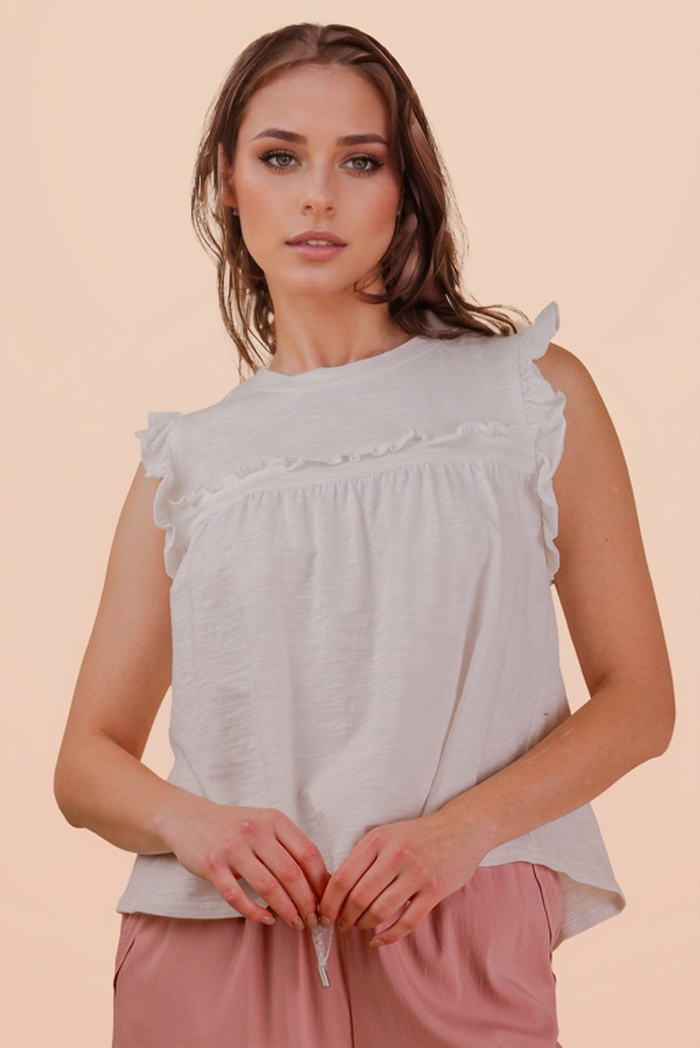 Mona Sleeveless Ruffle Top