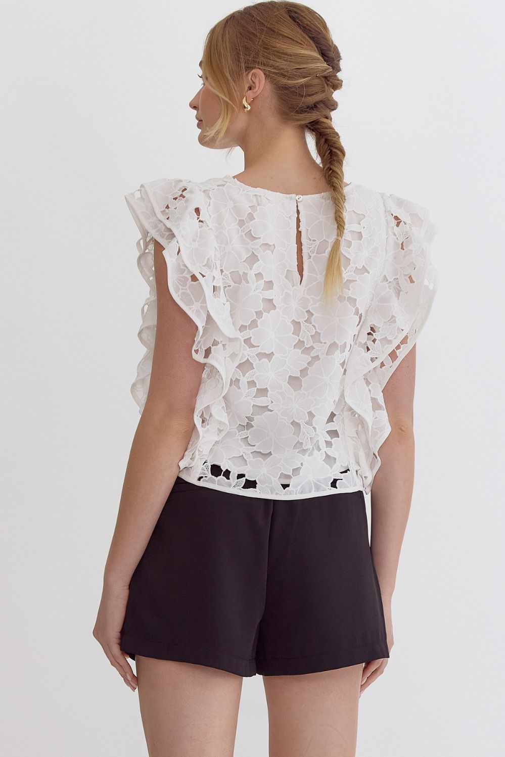 Mona Floral Lace Ruffle Top