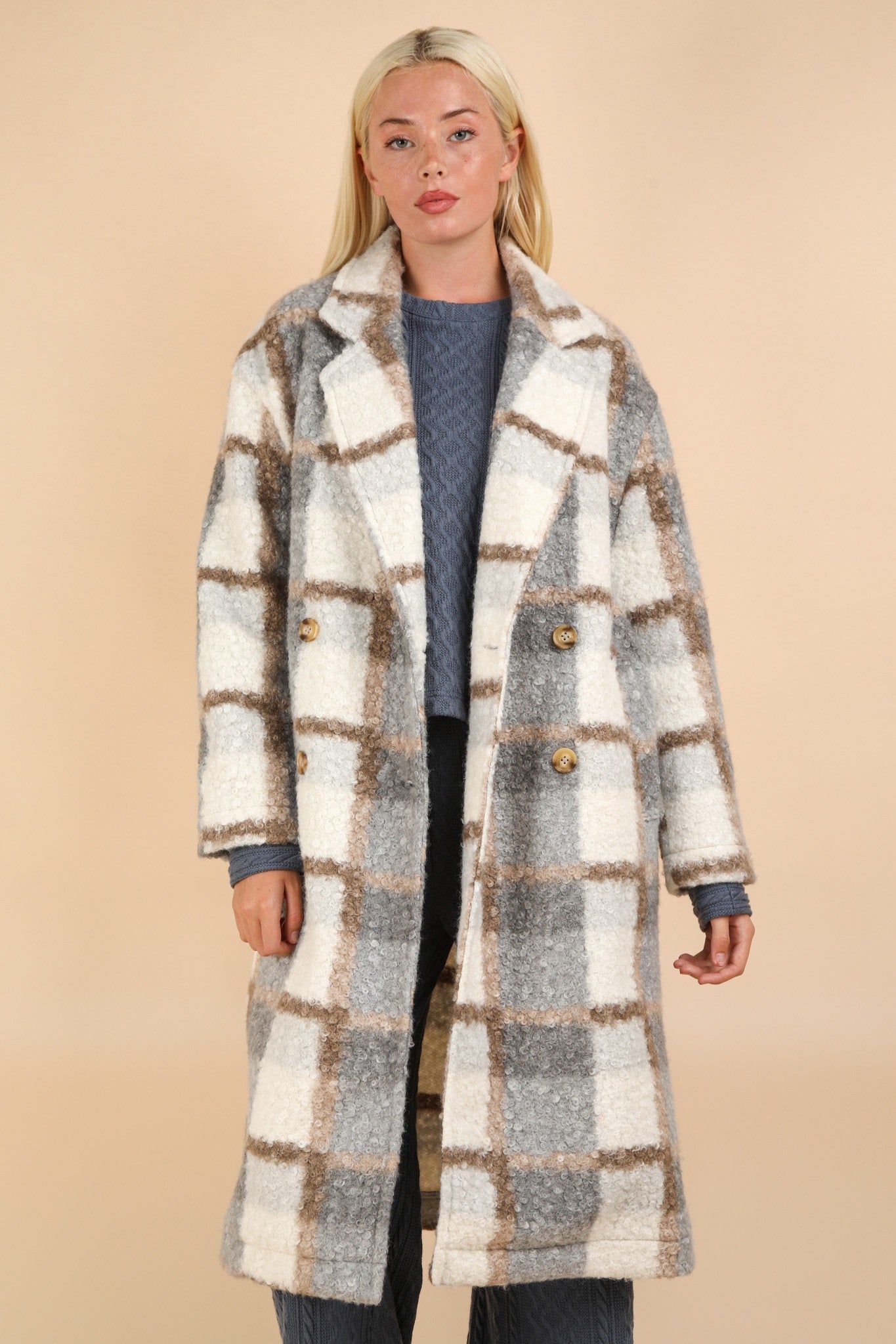 Nancy Plaid Long Coat