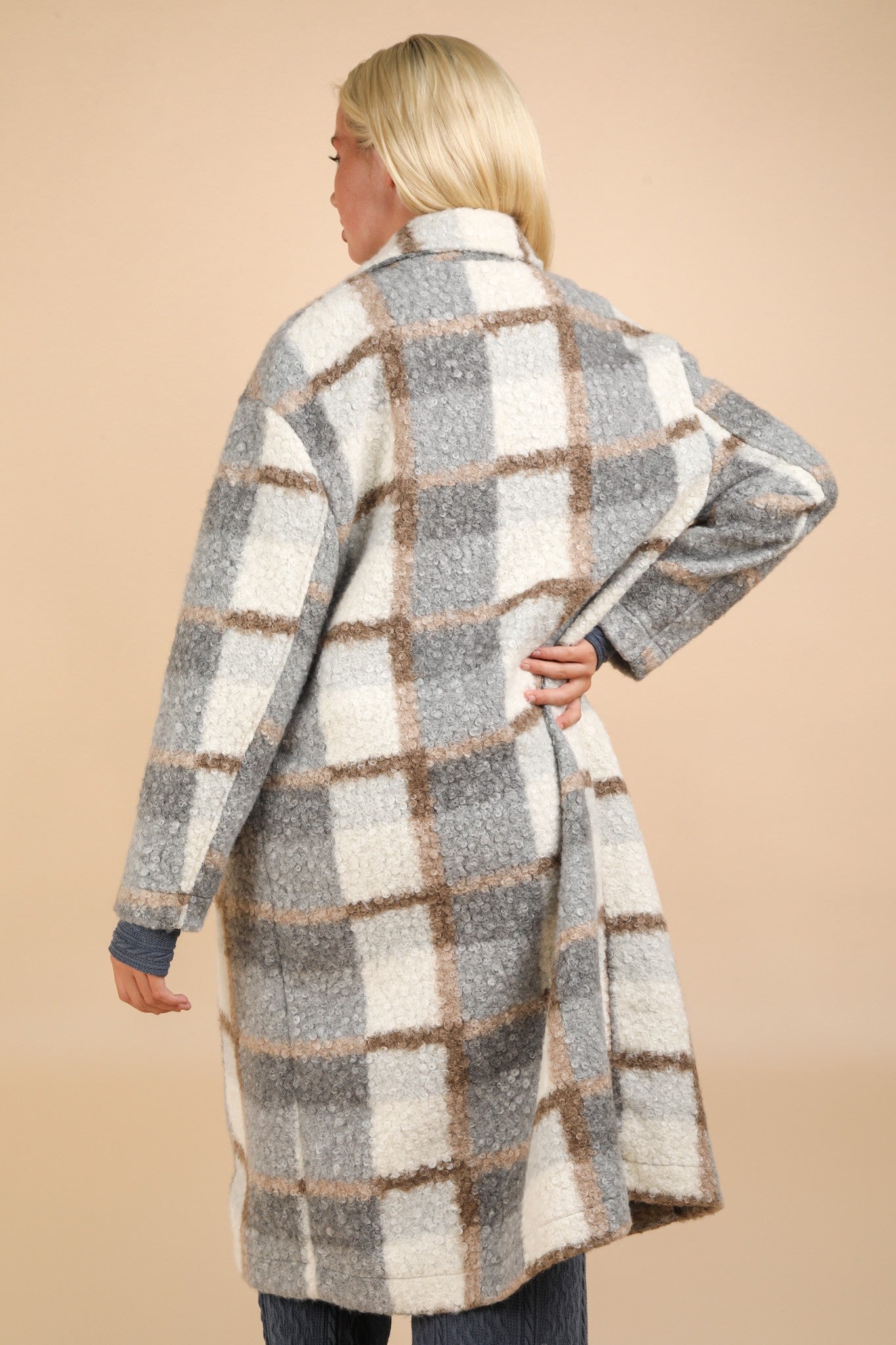 Nancy Plaid Long Coat