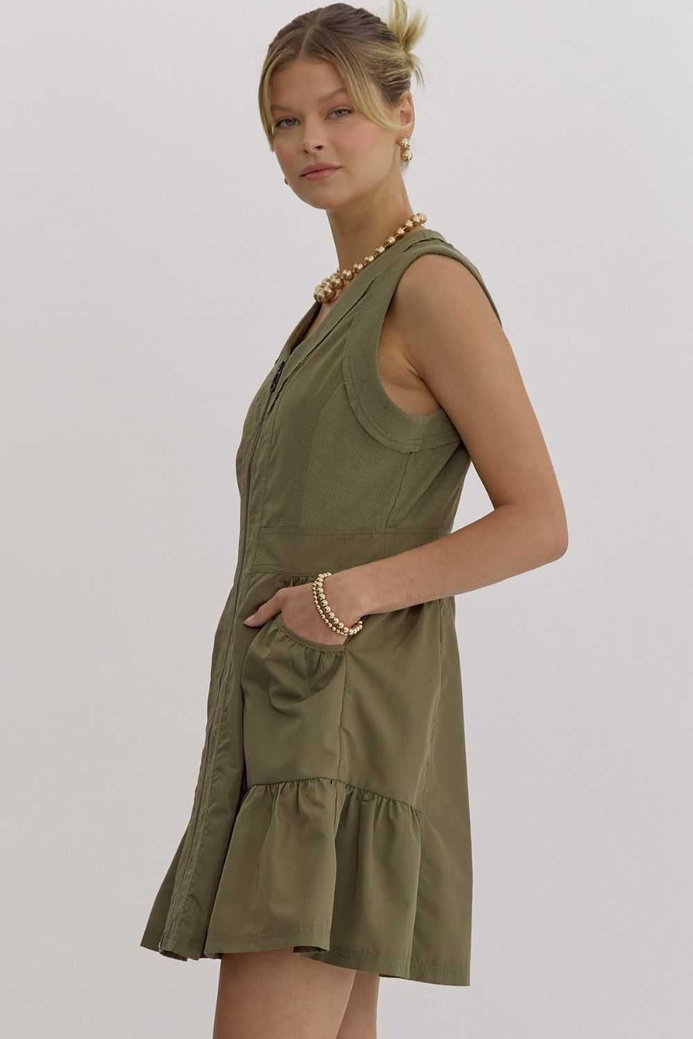 Natalie Sleeveless Zipper Utility Dress