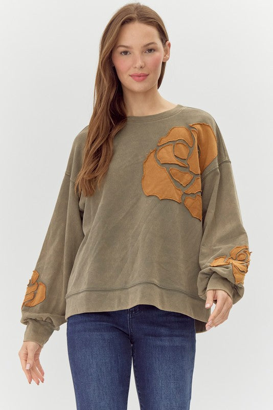 Nellie Flower Applique Sweatshirt