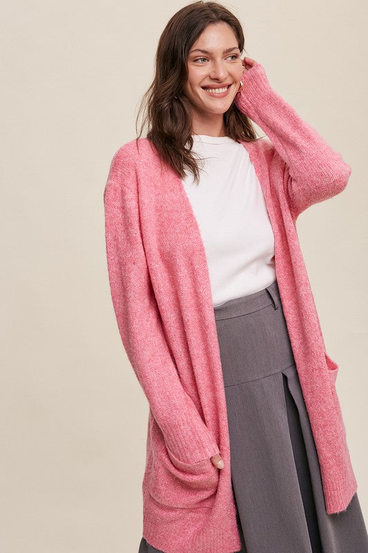 Nina Heathered Open Cardigan