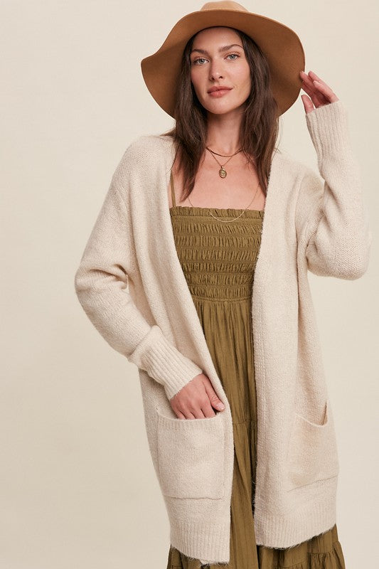 Nina Heathered Open Cardigan