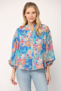 Nyra Floral Balloon Sleeve Top FINAL SALE