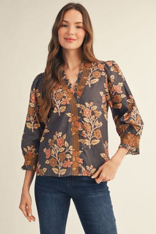 Octavia Floral Smocked Top