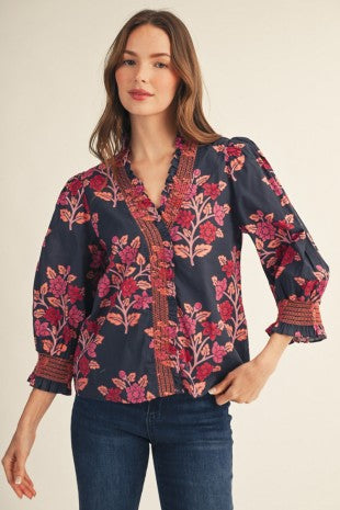 Octavia Floral Smocked Top