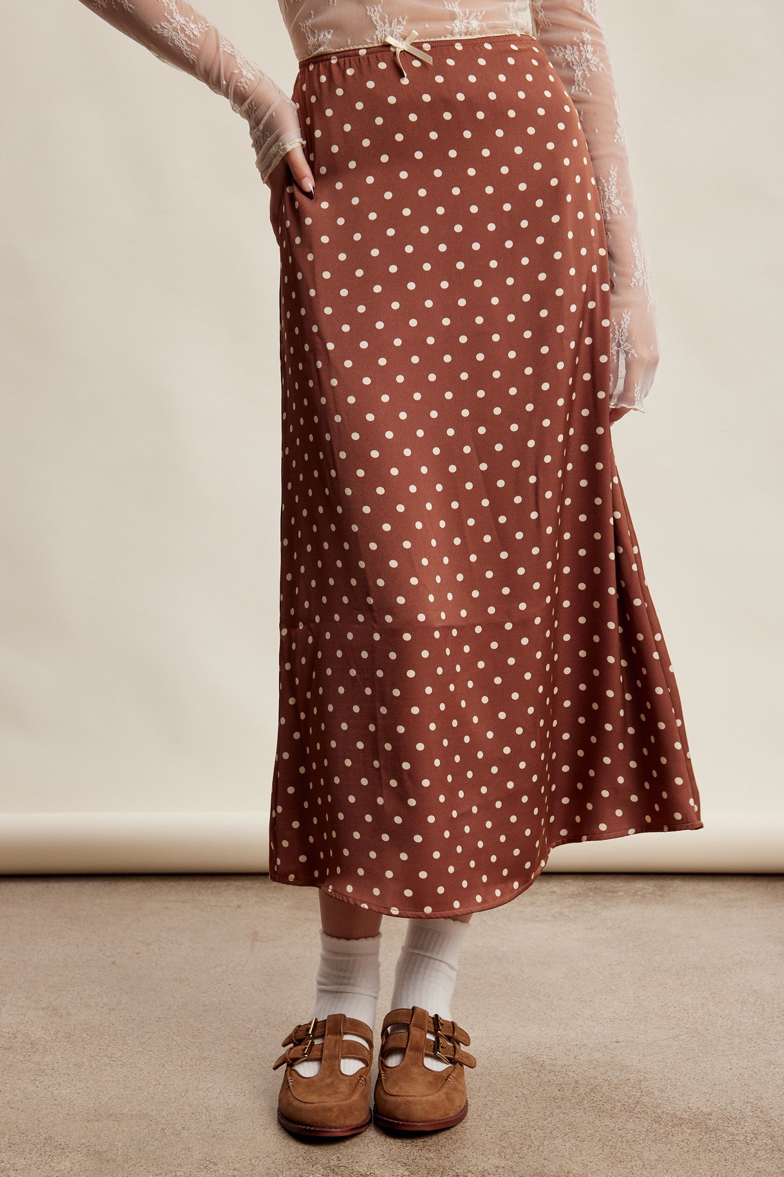 Paloma Satin Polka Dot Skirt