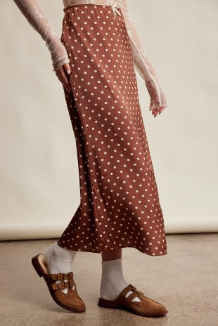 Paloma Satin Polka Dot Skirt