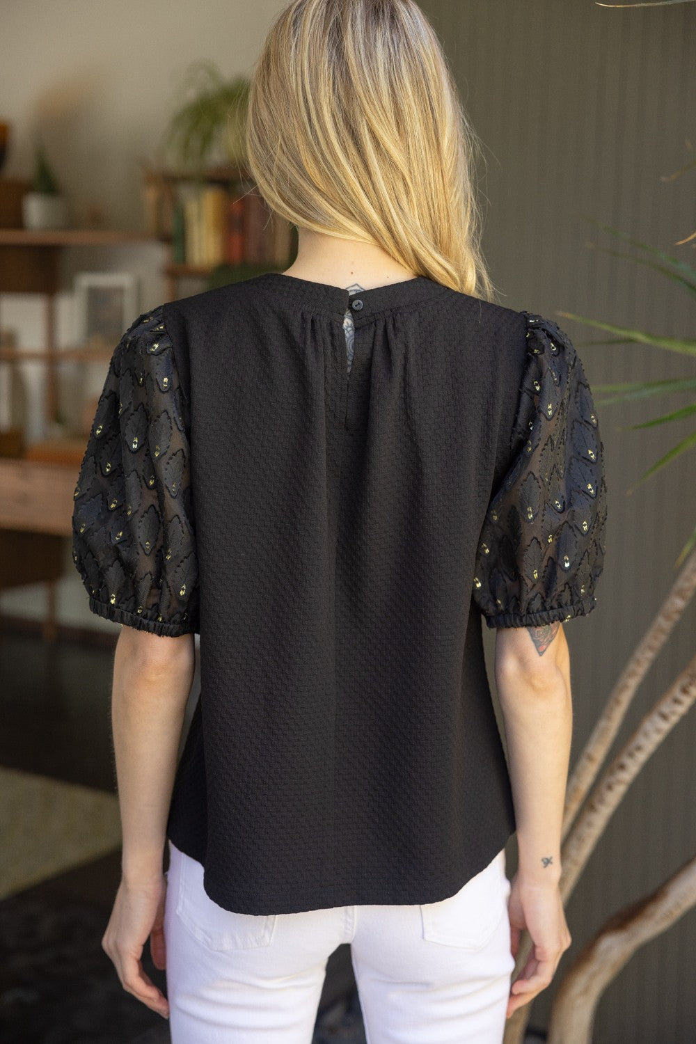 Payton Sparkle Sheer Sleeve Top