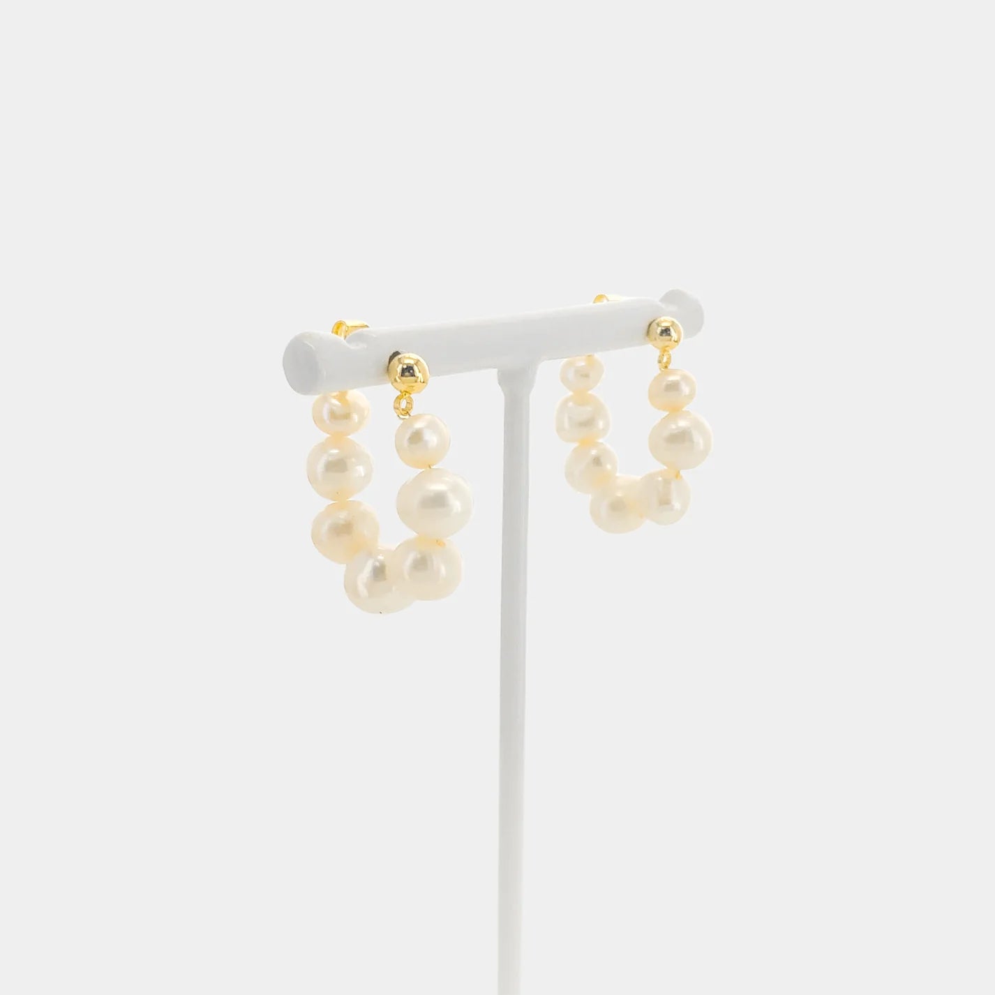 Pearl Pushback Hoop Earrings