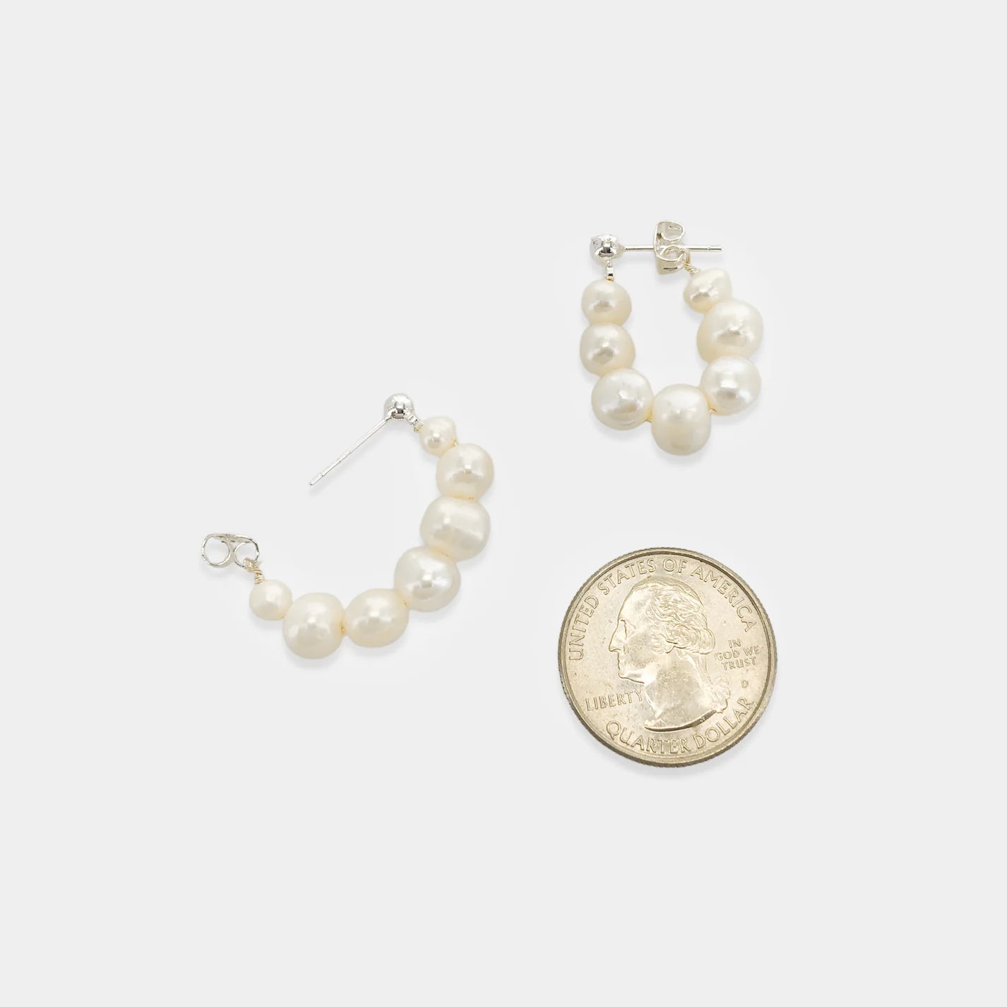 Pearl Pushback Hoop Earrings