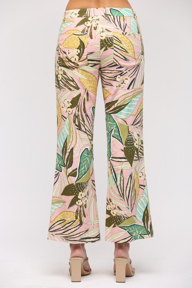 Polly Tropical Print Flare Pants