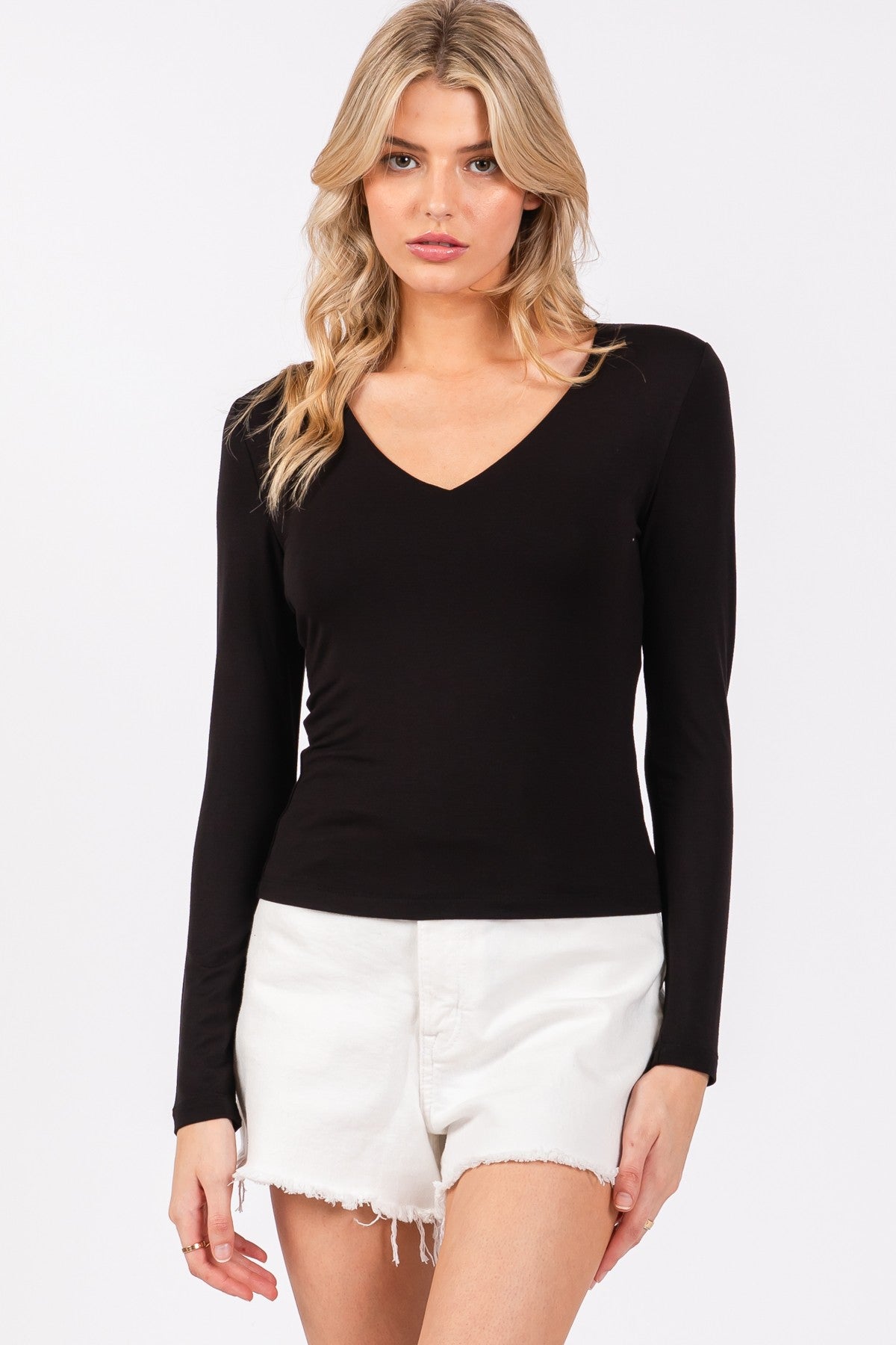 Poppy Lined L/S V-Neck Top