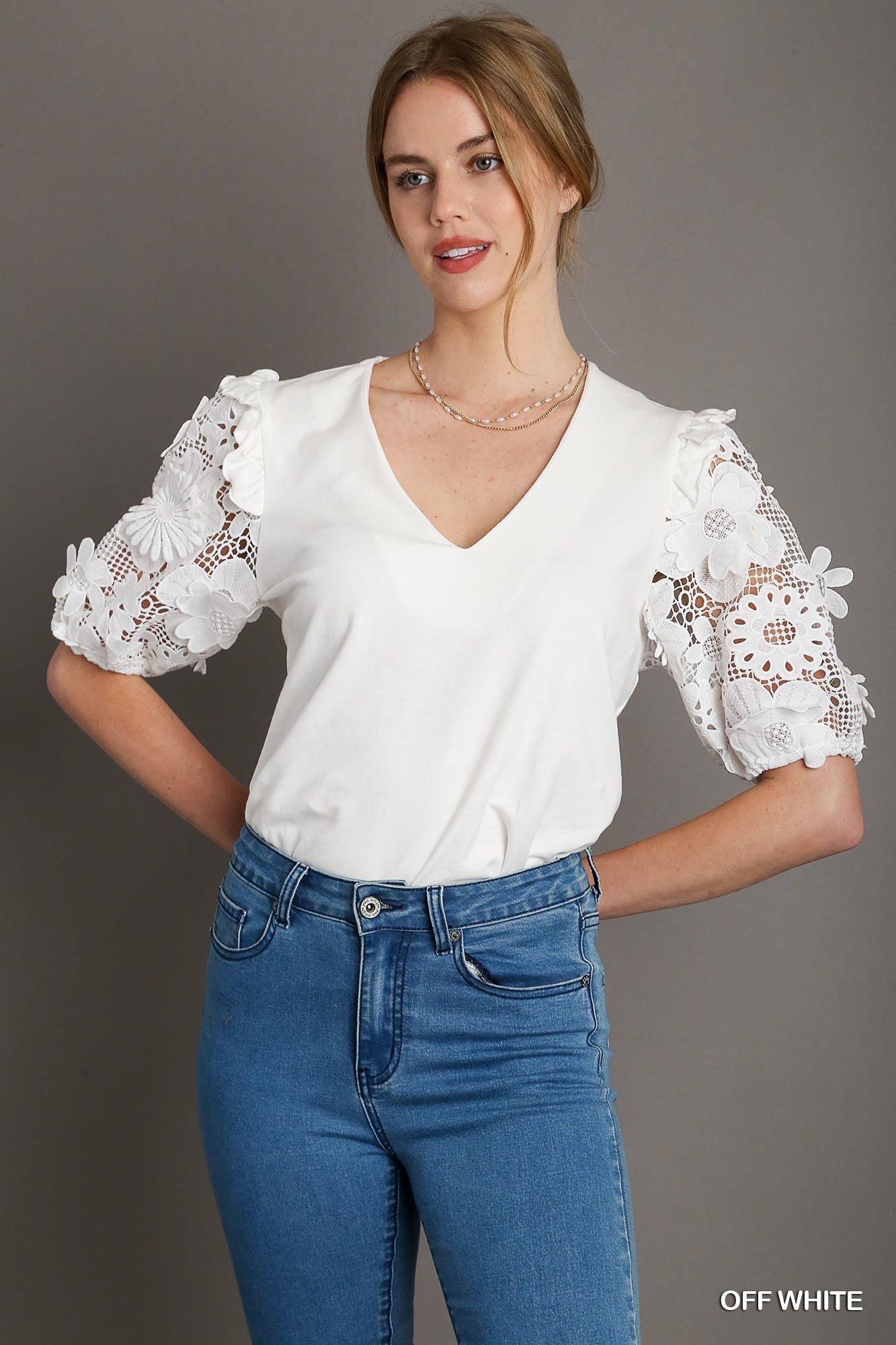 Willa Terry Lace Sleeve Top