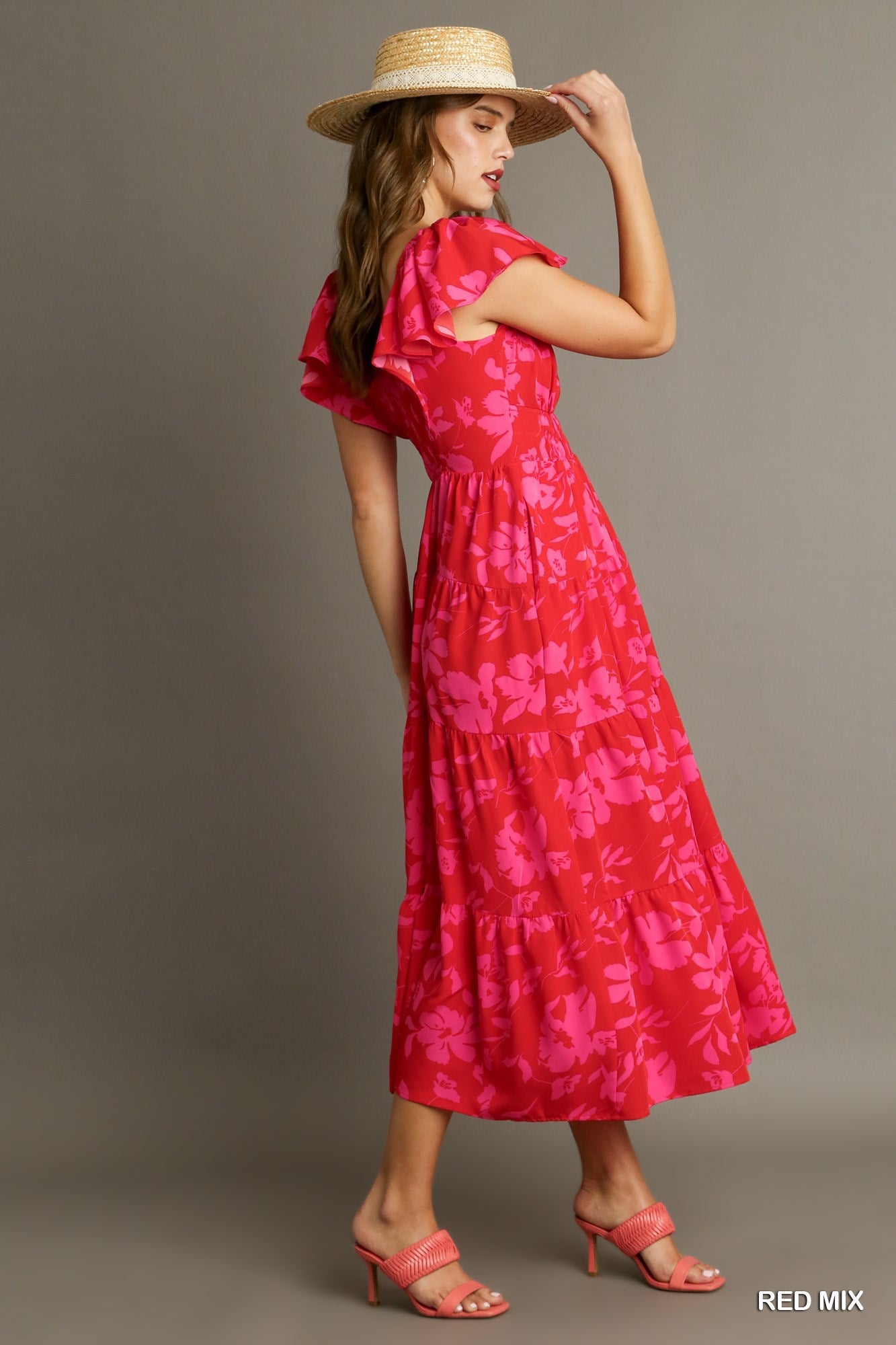 Lynette Two Tone Floral Maxi Dress