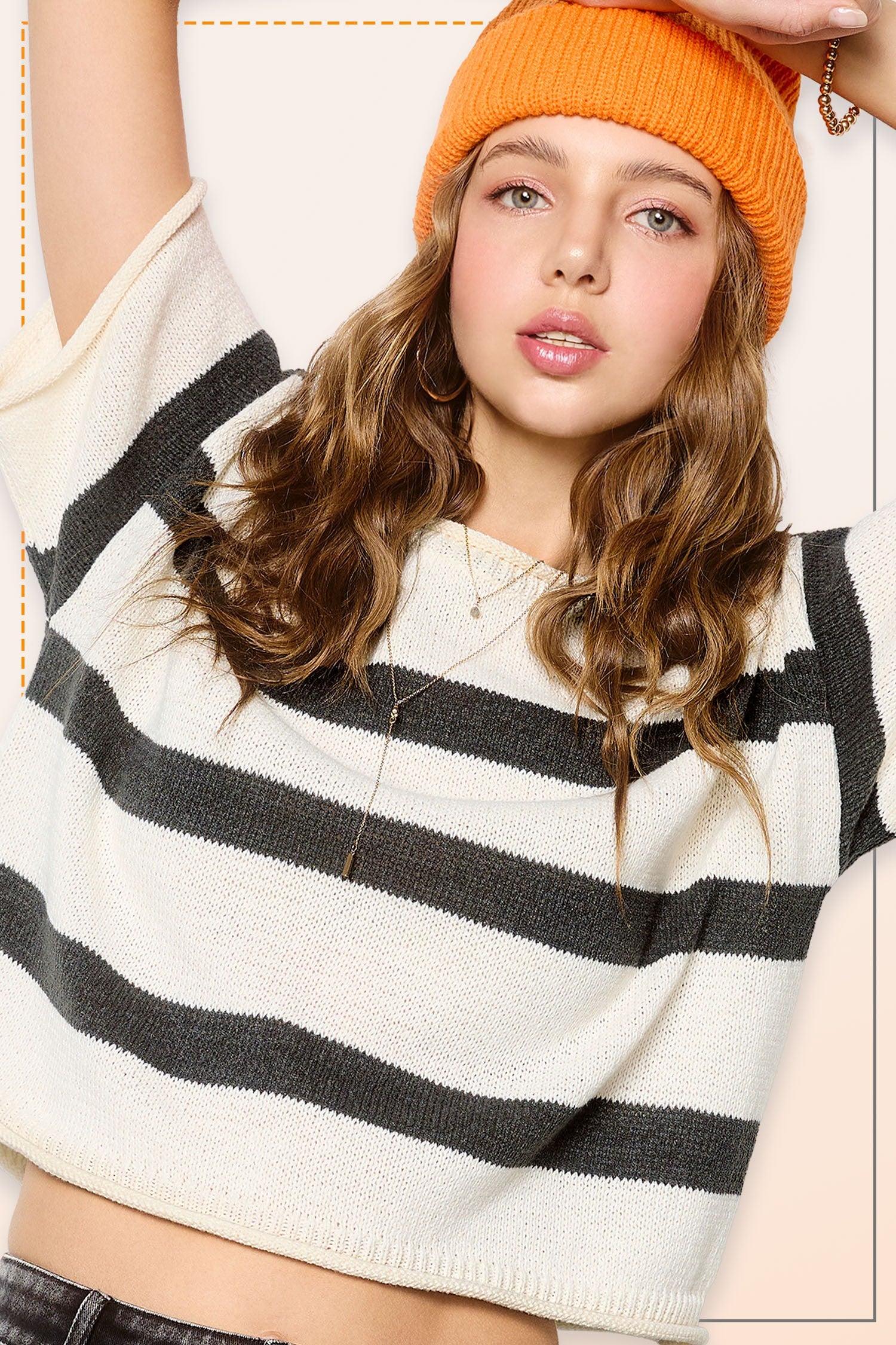 Reyna Stripe Raw Edge Sweater