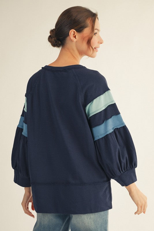 Rhodes Color Block Sleeve Top
