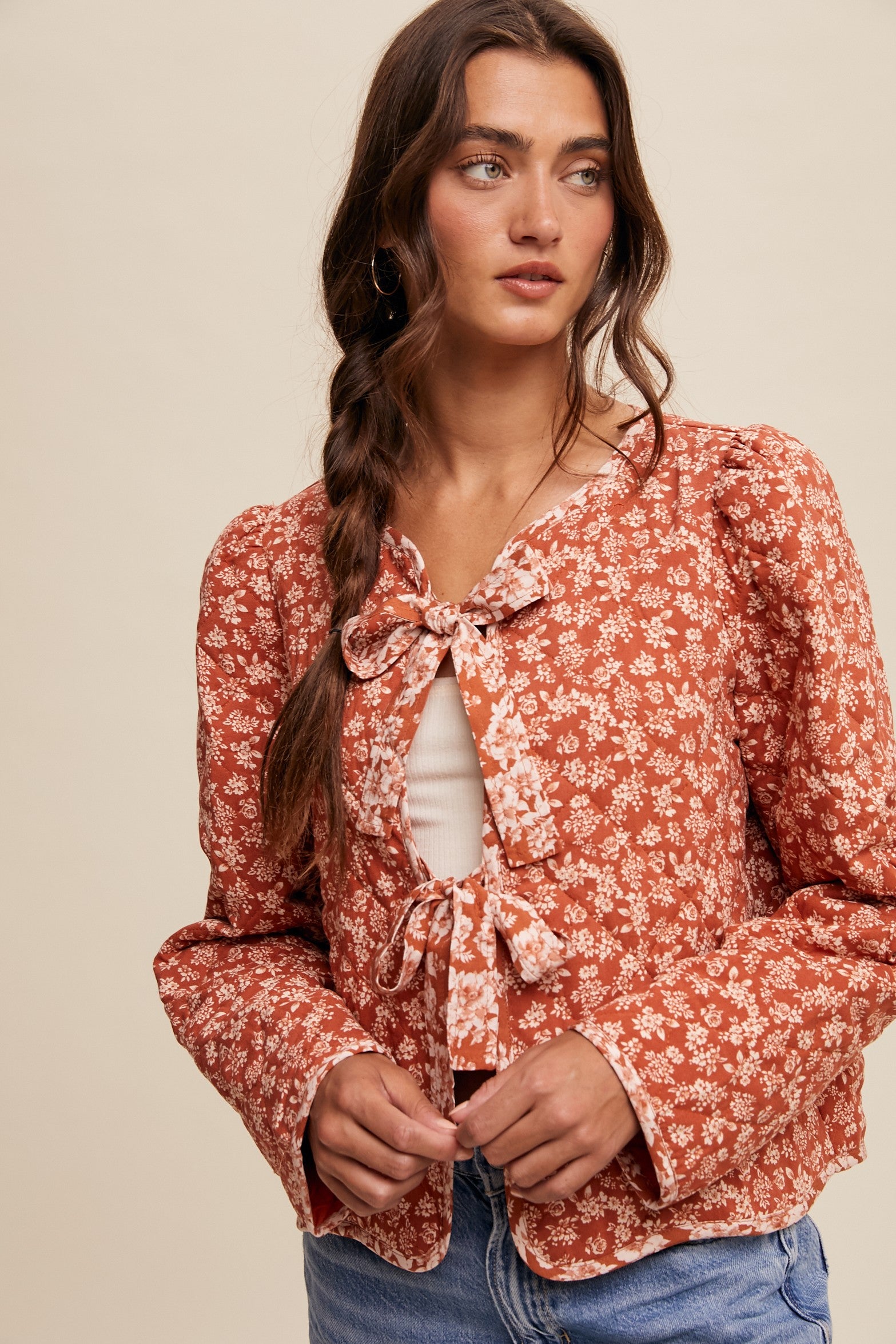 Rory Floral Quilted Tie Jacket